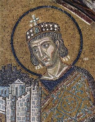 Constantine I  Roman Emperor  ca. 1020  mosaic  from the Hagia Sophia  Istanbul